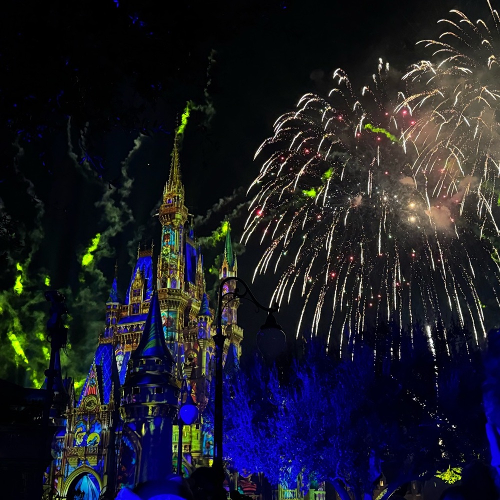 Colorful Nighttime Castle Fireworks Display